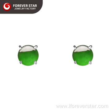 Double C-shaped jadeite stud earrings